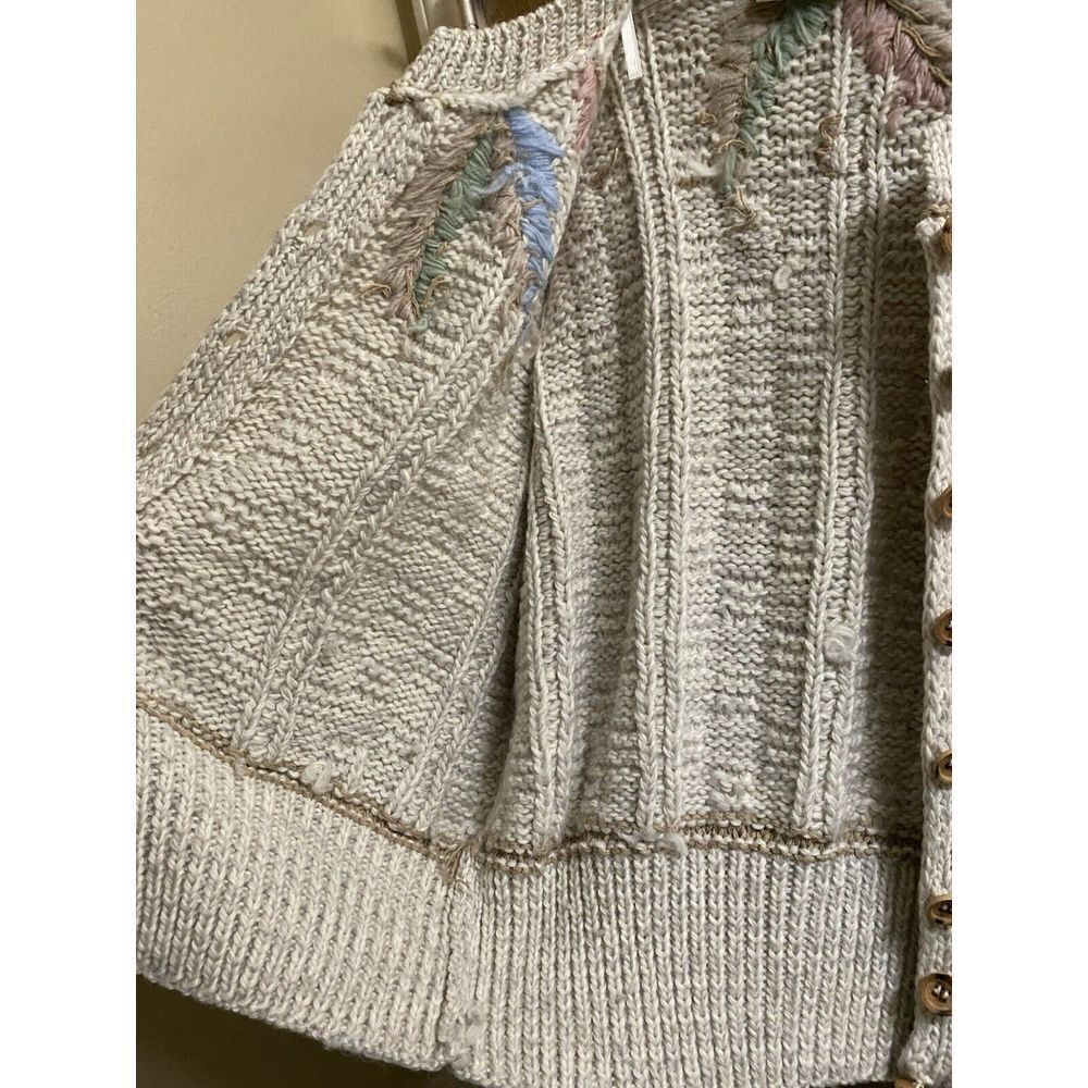Vintage Liz Claiborne Hand Knit Wool Button-up Sweater Pastel Designs Grandma L - Picture 15 of 16